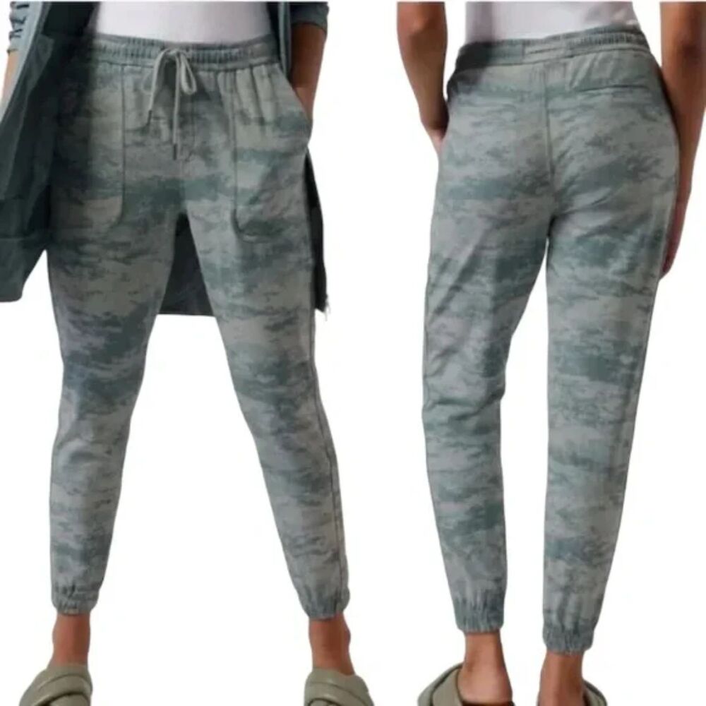 ATHLETA Farallon Jogger Pants Fog Camo Coast Large